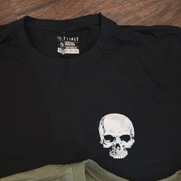 NEW Attifit T Shirt bundle Skull Graphic T-Shirts in Olive drab and Black bundle - Picture 6 of 7